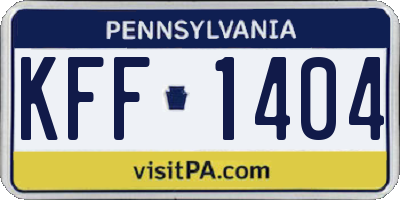 PA license plate KFF1404