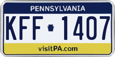 PA license plate KFF1407