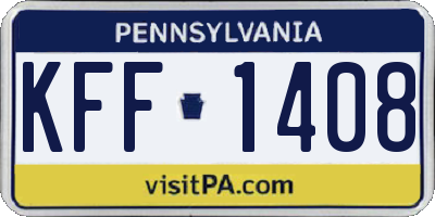 PA license plate KFF1408