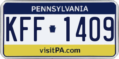 PA license plate KFF1409
