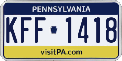 PA license plate KFF1418