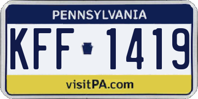 PA license plate KFF1419