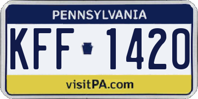 PA license plate KFF1420