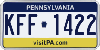 PA license plate KFF1422