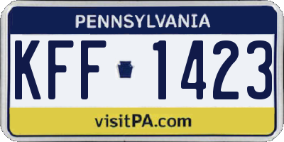 PA license plate KFF1423
