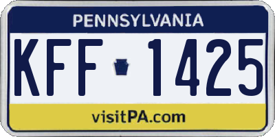 PA license plate KFF1425