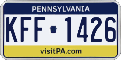 PA license plate KFF1426