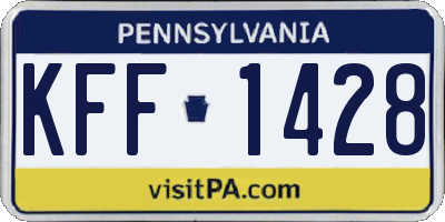 PA license plate KFF1428