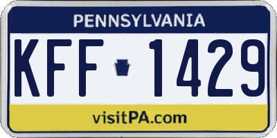 PA license plate KFF1429