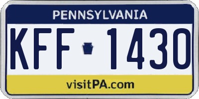 PA license plate KFF1430