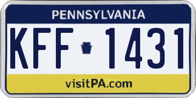 PA license plate KFF1431