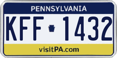 PA license plate KFF1432