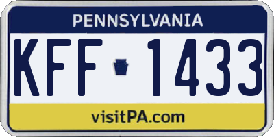 PA license plate KFF1433