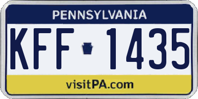 PA license plate KFF1435