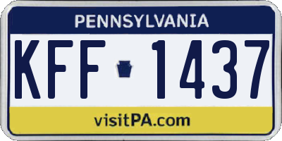 PA license plate KFF1437