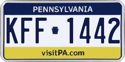 PA license plate KFF1442