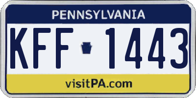 PA license plate KFF1443