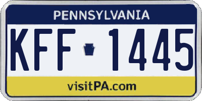 PA license plate KFF1445