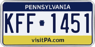 PA license plate KFF1451