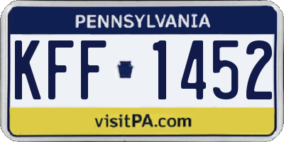 PA license plate KFF1452