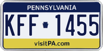 PA license plate KFF1455