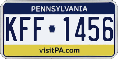 PA license plate KFF1456