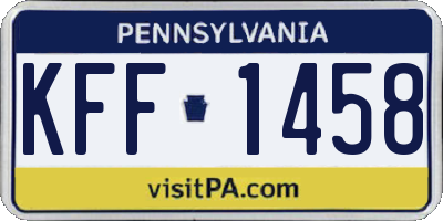 PA license plate KFF1458