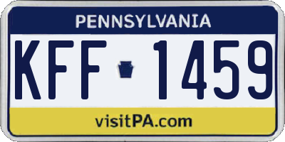 PA license plate KFF1459