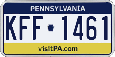 PA license plate KFF1461