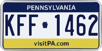 PA license plate KFF1462