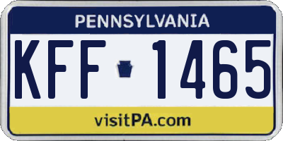 PA license plate KFF1465