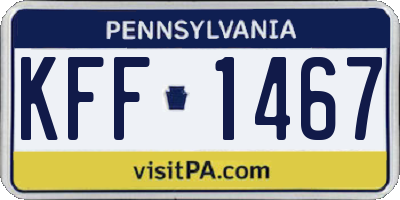 PA license plate KFF1467
