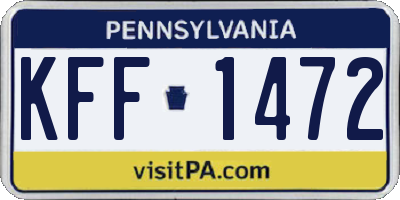 PA license plate KFF1472