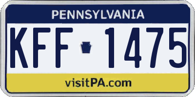 PA license plate KFF1475