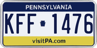 PA license plate KFF1476