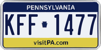PA license plate KFF1477