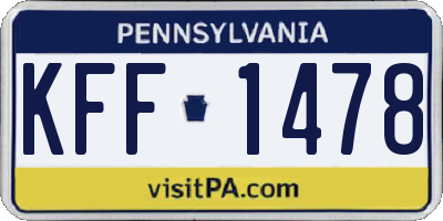 PA license plate KFF1478