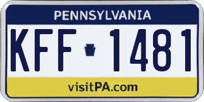 PA license plate KFF1481
