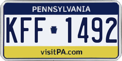 PA license plate KFF1492