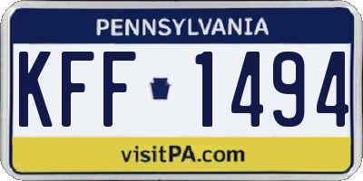 PA license plate KFF1494