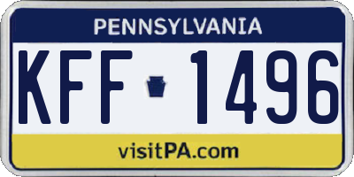PA license plate KFF1496