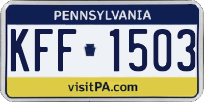 PA license plate KFF1503