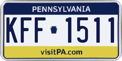 PA license plate KFF1511