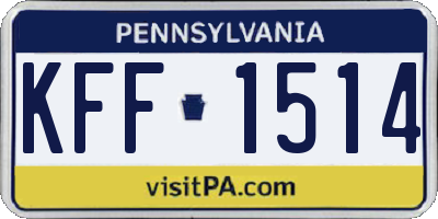 PA license plate KFF1514