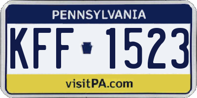 PA license plate KFF1523