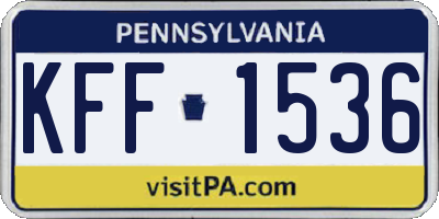 PA license plate KFF1536