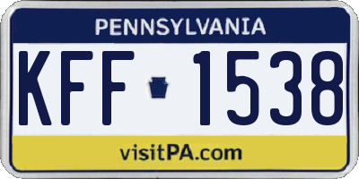 PA license plate KFF1538