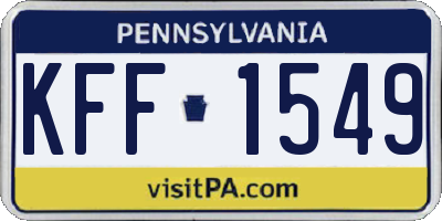 PA license plate KFF1549