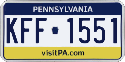 PA license plate KFF1551