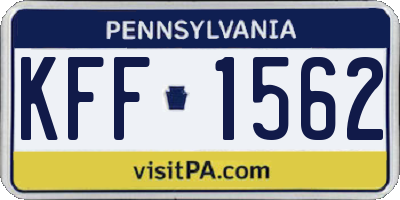 PA license plate KFF1562